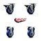 Service Caster 3.5'' Blue Poly Wheel Swivel Top Plate Caster Set with 2 Posi Brakes 2 Rigid, 4PK SCC-20S3514-PPUB-BLUE-PLB-2-R-2 - alternate 4